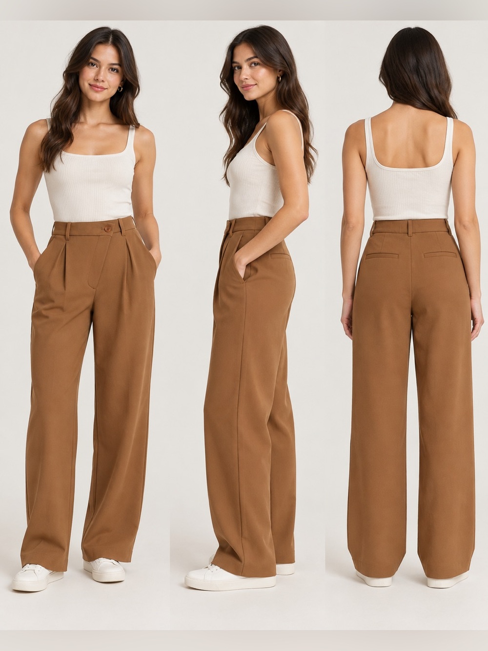 Abercrombie Sloane Crossover Wide Leg Pants Camel 26